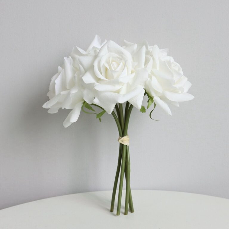 Artificial white rose bouquet