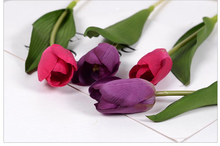 purple silk tulips