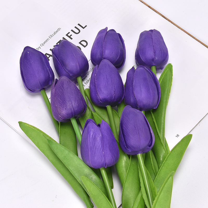 purple silk tulips