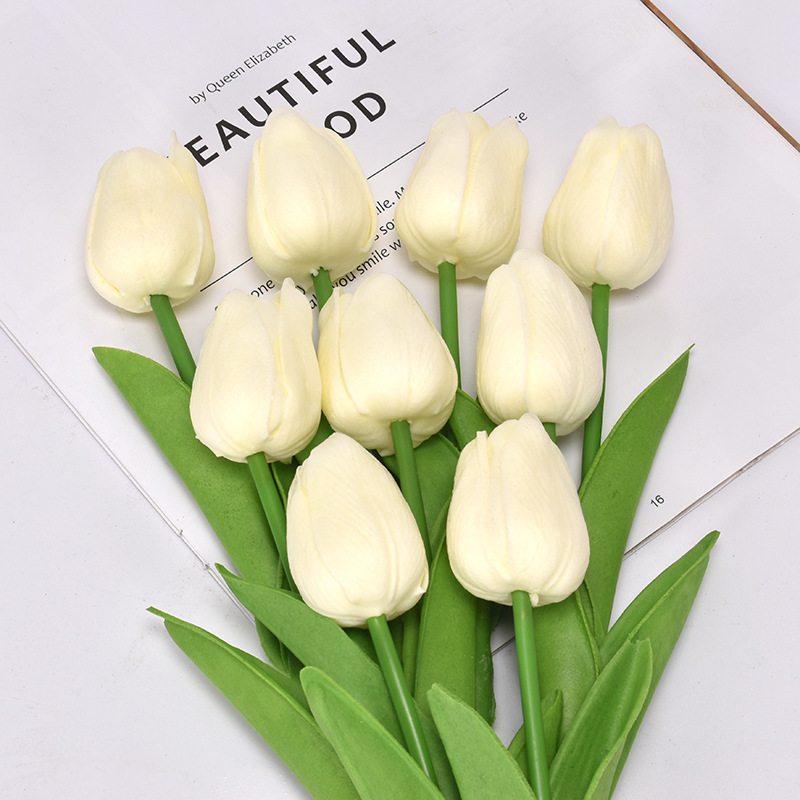 artificial tulips white