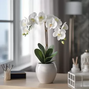 artificial orchid in pot
