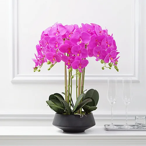 large faux orchid arrangements